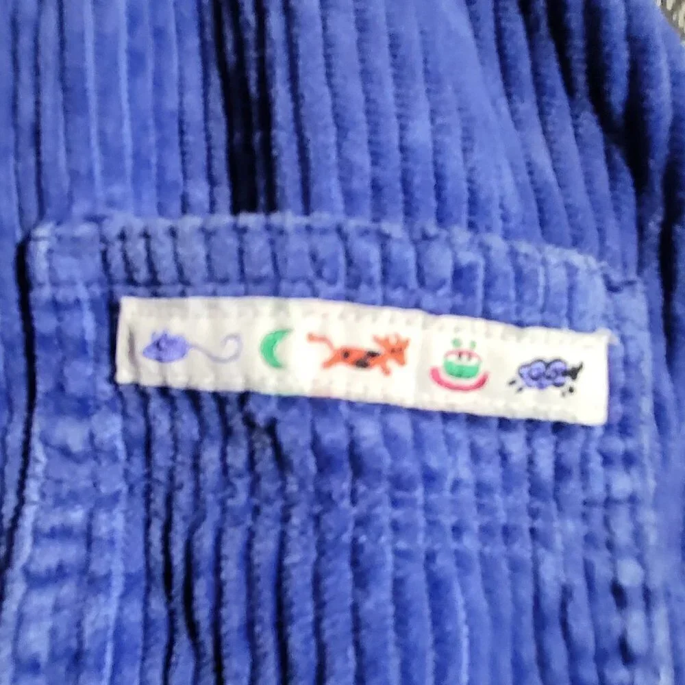 Baby Gap Vintage Unisex Blue Corduroy Overalls With Snaps Size 6-12M